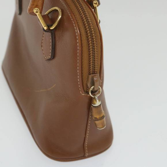 GUCCI Bamboo Hand Bag Leather 2way Brown 007 1014 0231 0 Auth 59000 - Picture 4 of 16